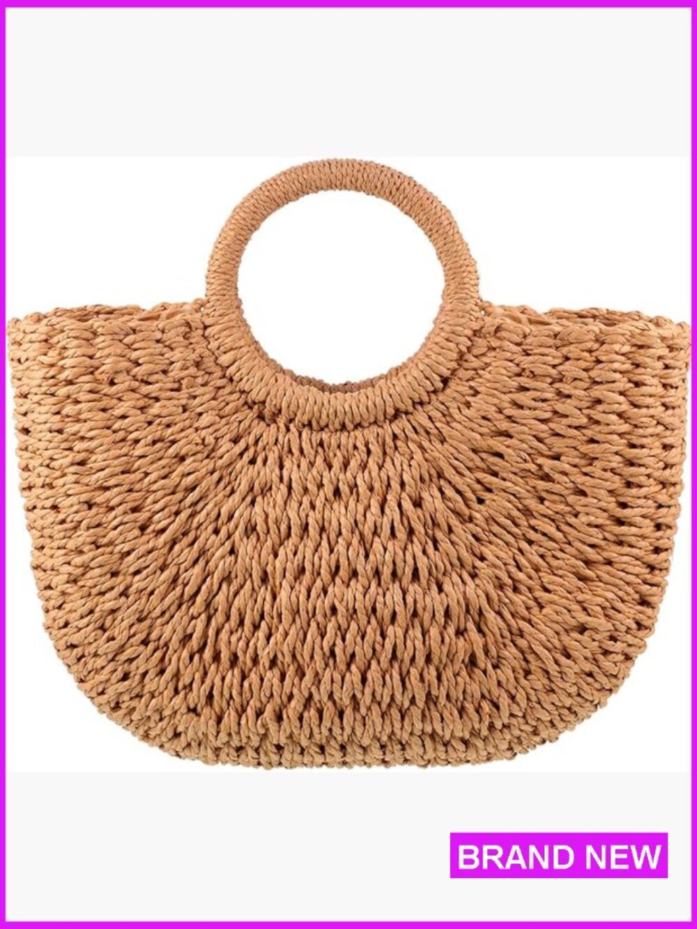 Straw Tote Bag Woven Handbag Beach Summer Travel Handmade Rattan Bag